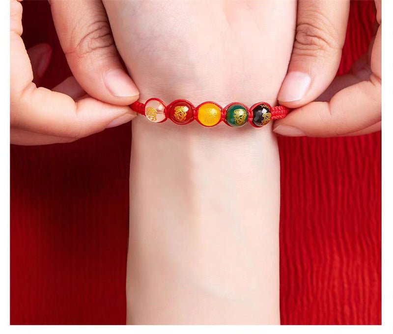 2025 Snake Year Five Roads God Red String Bracelet - Good Luck Charm for Zodiac Year - STAR8S