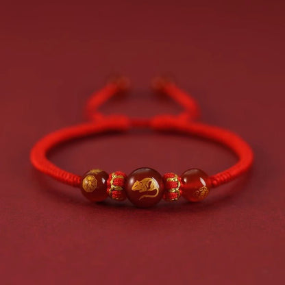 2025 Snake Year Five Roads God Red String Bracelet - Good Luck Charm for Zodiac Year - STAR8S