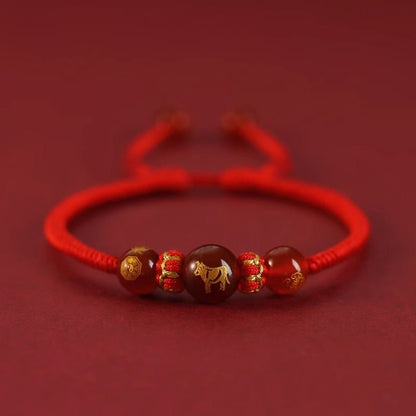 2025 Snake Year Five Roads God Red String Bracelet - Good Luck Charm for Zodiac Year - STAR8S