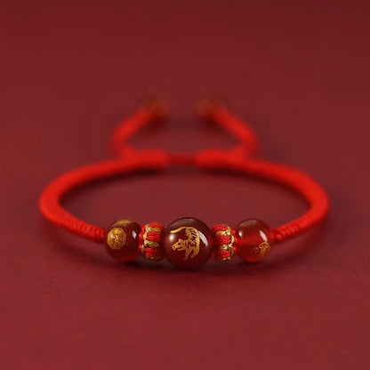 2025 Snake Year Five Roads God Red String Bracelet - Good Luck Charm for Zodiac Year - STAR8S