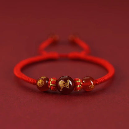 2025 Snake Year Five Roads God Red String Bracelet - Good Luck Charm for Zodiac Year - STAR8S
