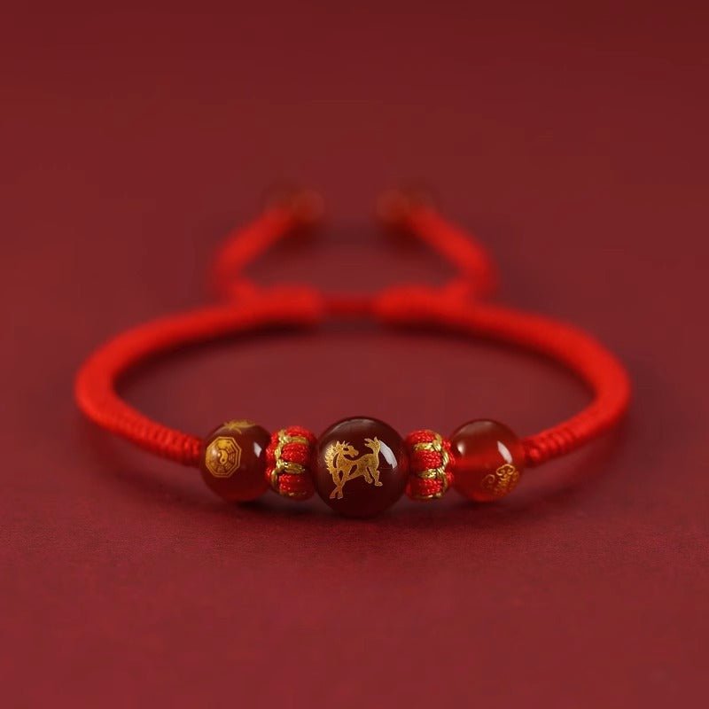 2025 Snake Year Five Roads God Red String Bracelet - Good Luck Charm for Zodiac Year - STAR8S