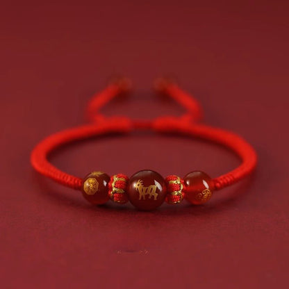 2025 Snake Year Five Roads God Red String Bracelet - Good Luck Charm for Zodiac Year - STAR8S