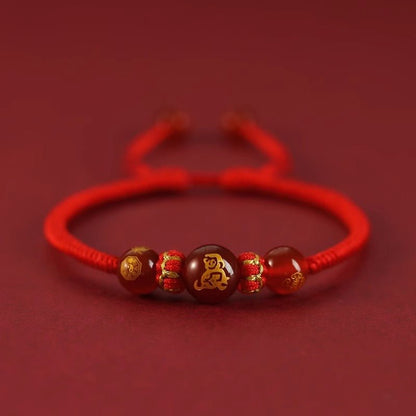 2025 Snake Year Five Roads God Red String Bracelet - Good Luck Charm for Zodiac Year - STAR8S