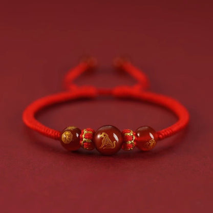 2025 Snake Year Five Roads God Red String Bracelet - Good Luck Charm for Zodiac Year - STAR8S