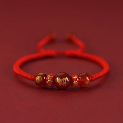 2025 Snake Year Five Roads God Red String Bracelet - Good Luck Charm for Zodiac Year - STAR8S