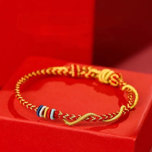 2025 Year of the Snake Red String Bracelet for Couples – Handwoven Gold Knot, Adjustable Luck Bracelet - STAR8S