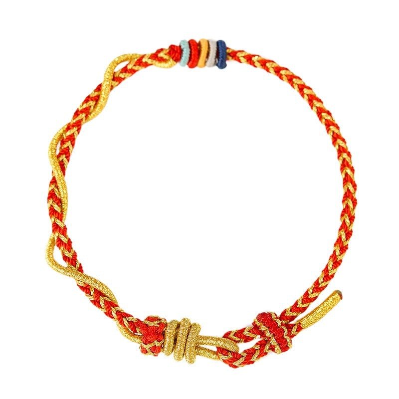 2025 Year of the Snake Red String Bracelet for Couples – Handwoven Gold Knot, Adjustable Luck Bracelet - STAR8S