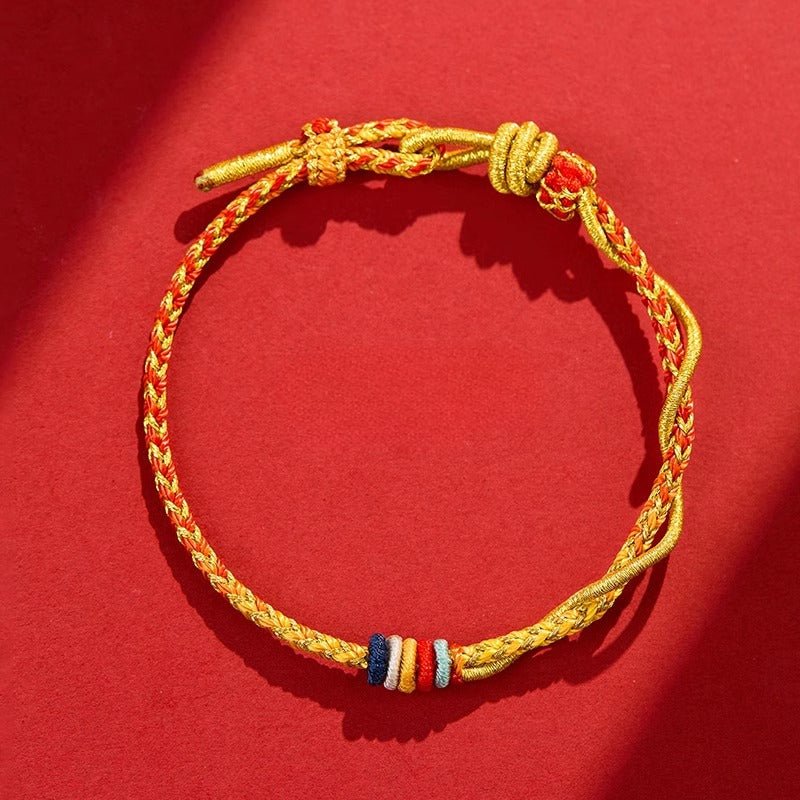 2025 Year of the Snake Red String Bracelet for Couples – Handwoven Gold Knot, Adjustable Luck Bracelet - STAR8S