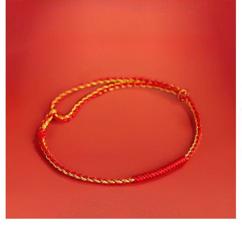 2025 Year of the Snake Red String Bracelet for Women – Ultra - Fine Gold Knot, Handwoven Lucky Charm - STAR8S