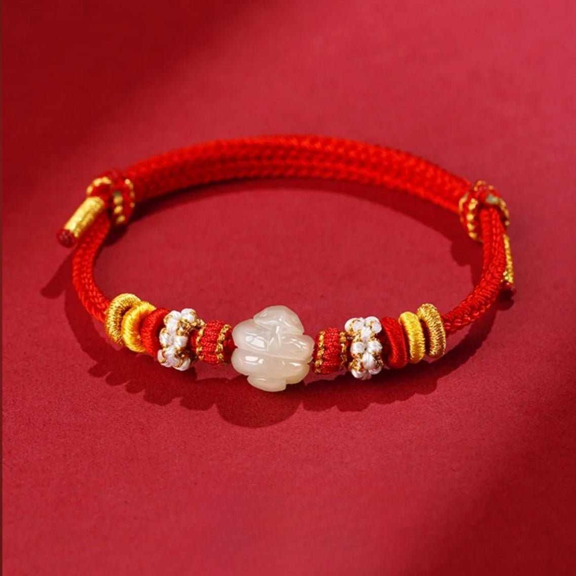 2025 zodiac snake red string bracelet‌ hetian jade & beaded - star8s - star8s