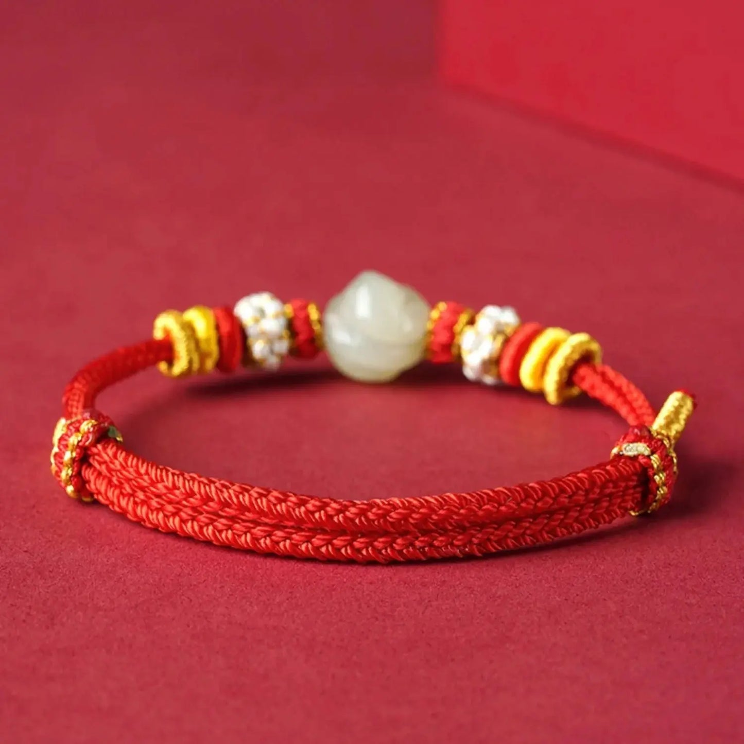 2025 zodiac snake red string bracelet‌ hetian jade & beaded - star8s - star8s