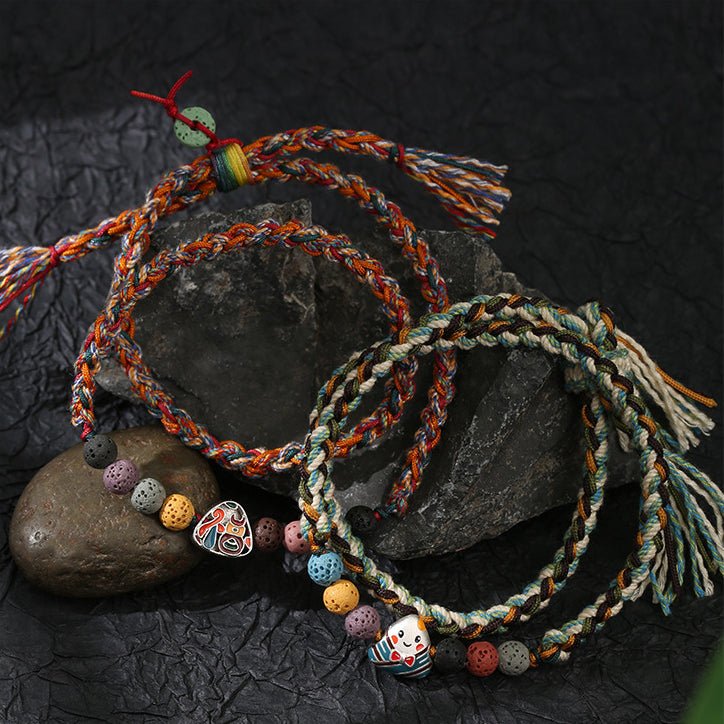 2025 New Dragon Boat Festival Woven Bracelet | S925 Silver Zongzi Smiling Face - STAR8S