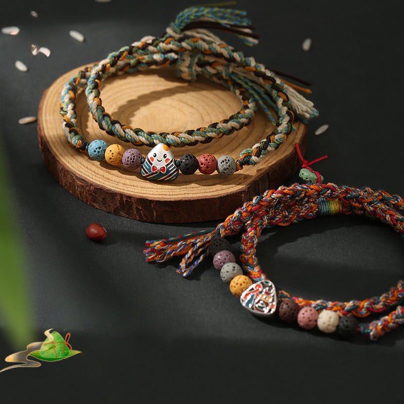 2025 new dragon boat festival woven bracelet | s925 silver zongzi smiling face - star8s