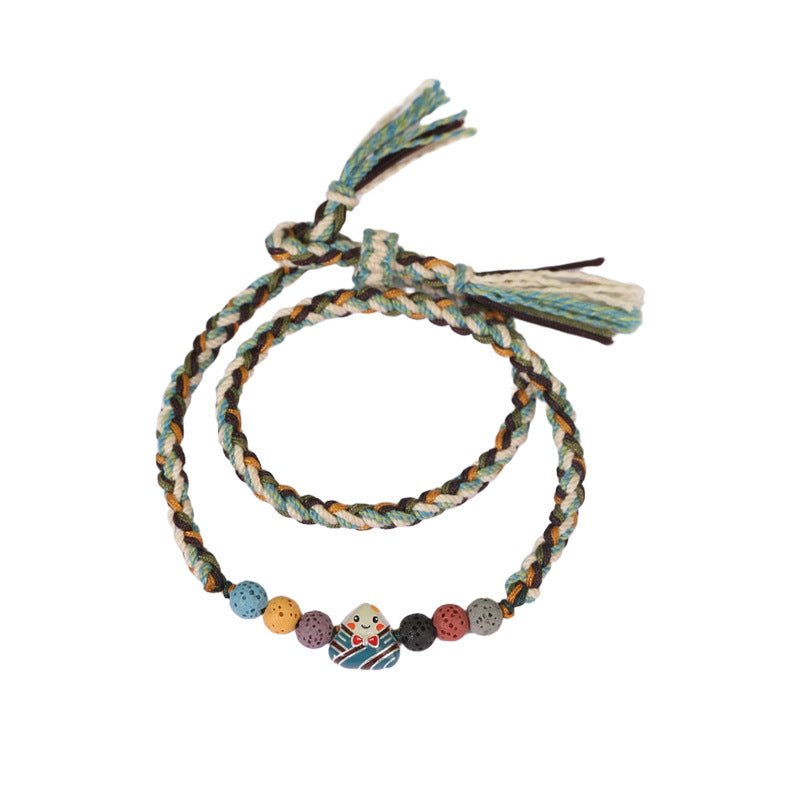2025 New Dragon Boat Festival Woven Bracelet | S925 Silver Zongzi Smiling Face - STAR8S