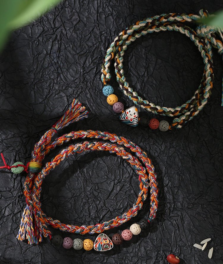 2025 New Dragon Boat Festival Woven Bracelet | S925 Silver Zongzi Smiling Face - STAR8S
