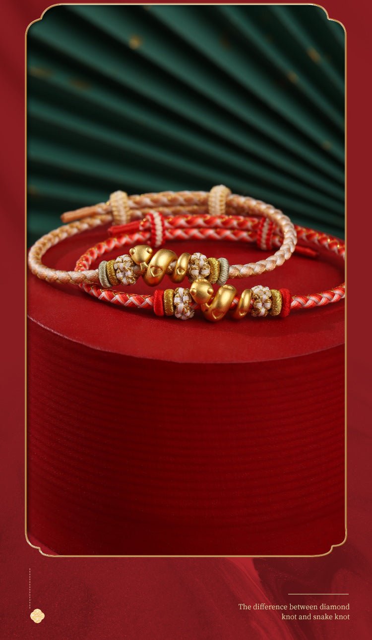 2025 New Year 999 Sterling Silver Snake Bracelet – Zodiac Protection & Fortune Adjustable Red String Bracelet - STAR8S