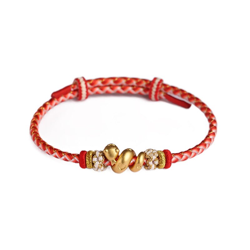 2025 New Year 999 Sterling Silver Snake Bracelet – Zodiac Protection & Fortune Adjustable Red String Bracelet - STAR8S