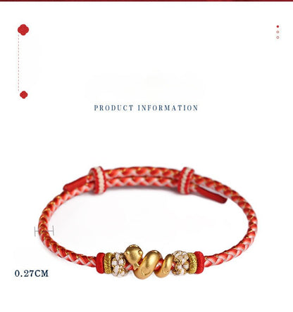 2025 New Year 999 Sterling Silver Snake Bracelet – Zodiac Protection & Fortune Adjustable Red String Bracelet - STAR8S