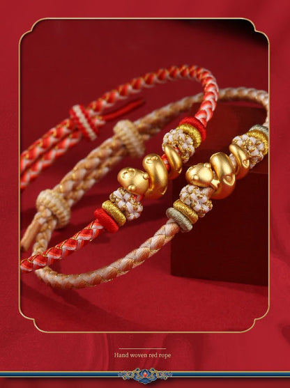 2025 New Year 999 Sterling Silver Snake Bracelet – Zodiac Protection & Fortune Adjustable Red String Bracelet - STAR8S
