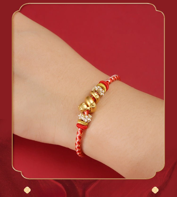 2025 new year 999 sterling silver snake bracelet – zodiac protection & fortune adjustable red string bracelet - star8s