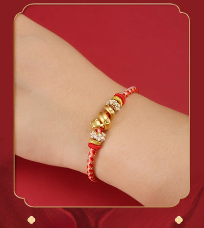 2025 New Year 999 Sterling Silver Snake Bracelet – Zodiac Protection & Fortune Adjustable Red String Bracelet - STAR8S