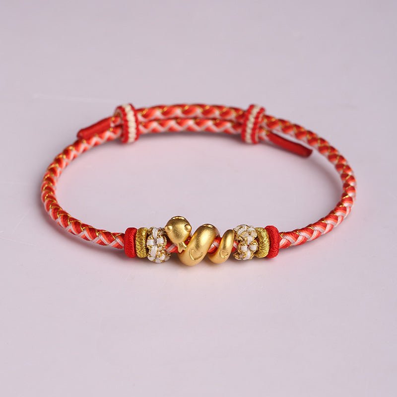 2025 new year 999 sterling silver snake bracelet – zodiac protection & fortune adjustable red string bracelet - star8s