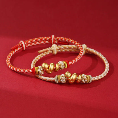 2025 New Year 999 Sterling Silver Snake Bracelet – Zodiac Protection & Fortune Adjustable Red String Bracelet - STAR8S
