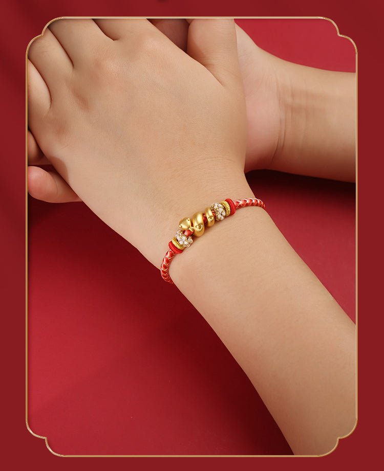 2025 New Year 999 Sterling Silver Snake Bracelet – Zodiac Protection & Fortune Adjustable Red String Bracelet - STAR8S