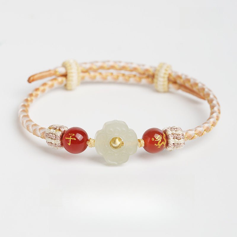 2025 new year taishui red string bracelet – hetian jade zodiac protection bracelet for snake, pig, tiger, and monkey signs - star8s