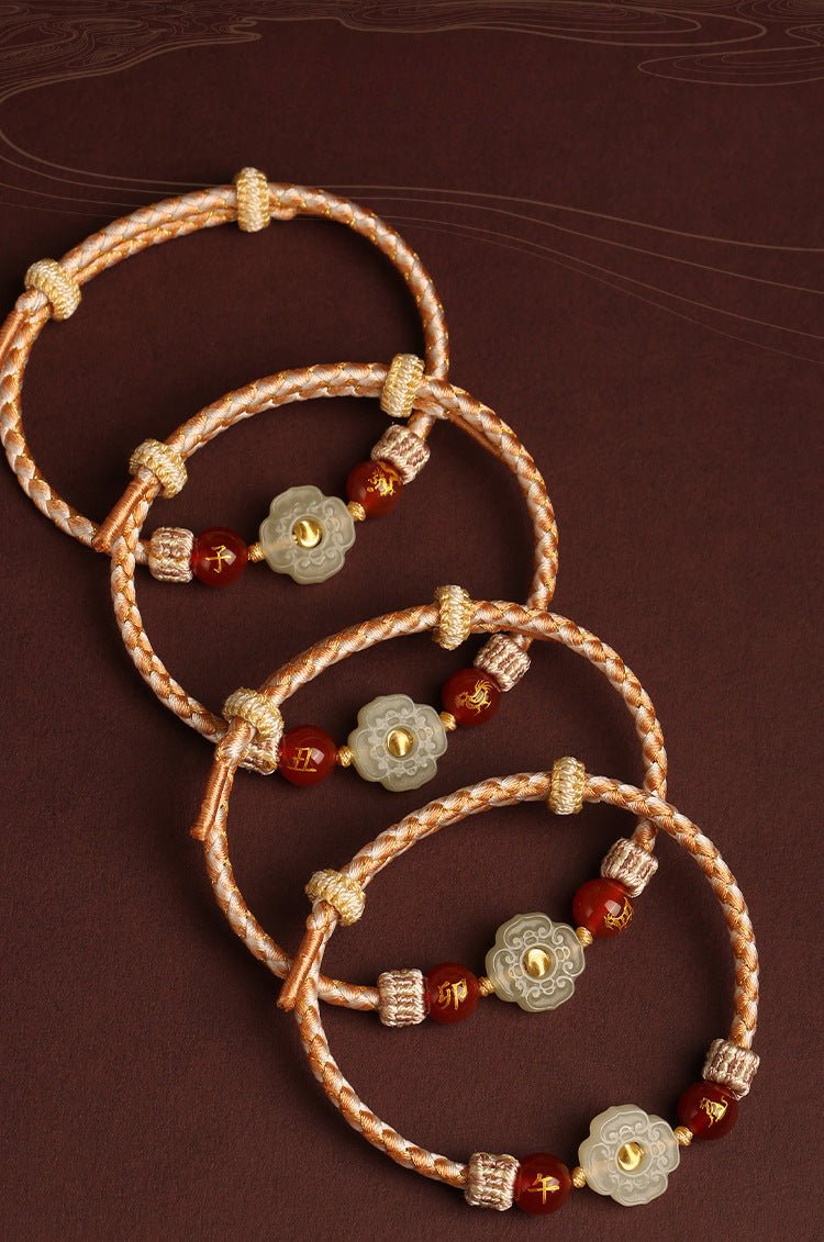 2025 New Year Taishui Red String Bracelet – Hetian Jade Zodiac Protection Bracelet for Snake, Pig, Tiger, and Monkey Signs - STAR8S