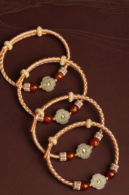 2025 New Year Taishui Red String Bracelet – Hetian Jade Zodiac Protection Bracelet for Snake, Pig, Tiger, and Monkey Signs - STAR8S