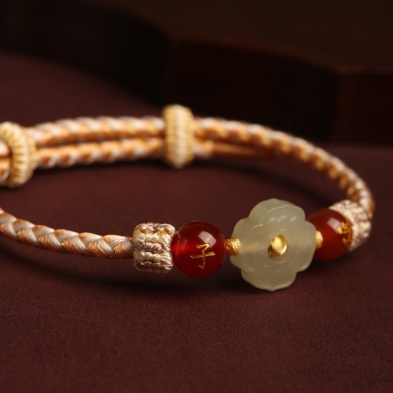 2025 New Year Taishui Red String Bracelet – Hetian Jade Zodiac Protection Bracelet for Snake, Pig, Tiger, and Monkey Signs - STAR8S