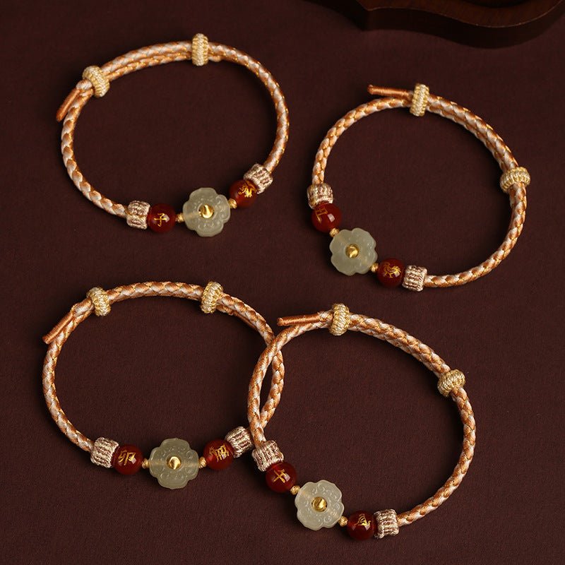 2025 New Year Taishui Red String Bracelet – Hetian Jade Zodiac Protection Bracelet for Snake, Pig, Tiger, and Monkey Signs - STAR8S