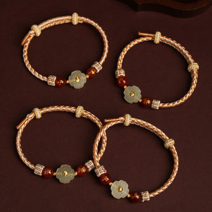 2025 New Year Taishui Red String Bracelet – Hetian Jade Zodiac Protection Bracelet for Snake, Pig, Tiger, and Monkey Signs - STAR8S
