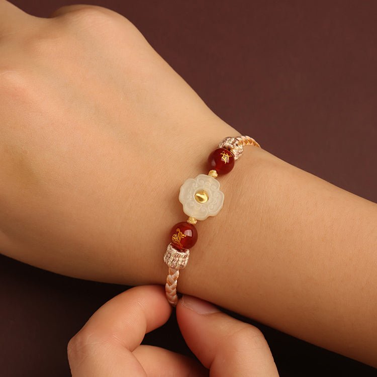 2025 New Year Taishui Red String Bracelet – Hetian Jade Zodiac Protection Bracelet for Snake, Pig, Tiger, and Monkey Signs - STAR8S