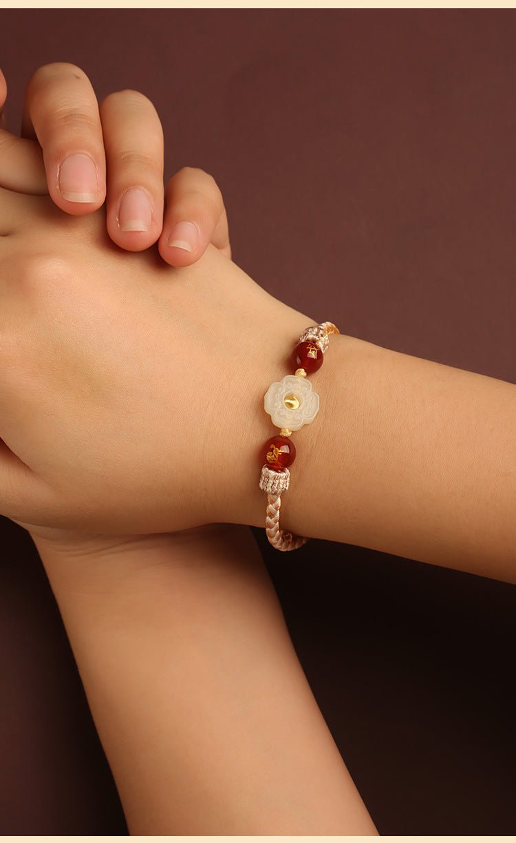 2025 New Year Taishui Red String Bracelet – Hetian Jade Zodiac Protection Bracelet for Snake, Pig, Tiger, and Monkey Signs - STAR8S