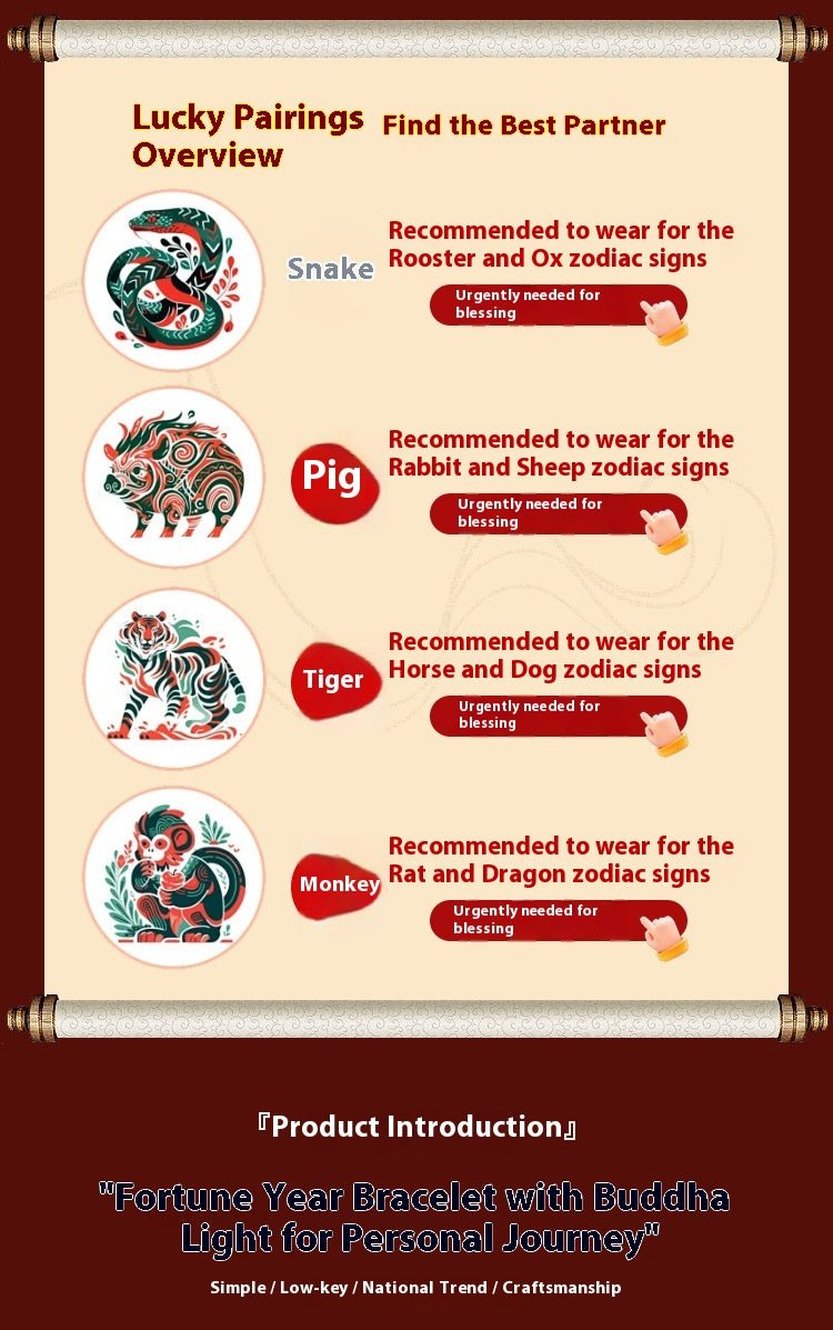 2025 New Year Taishui Red String Bracelet – Hetian Jade Zodiac Protection Bracelet for Snake, Pig, Tiger, and Monkey Signs - STAR8S