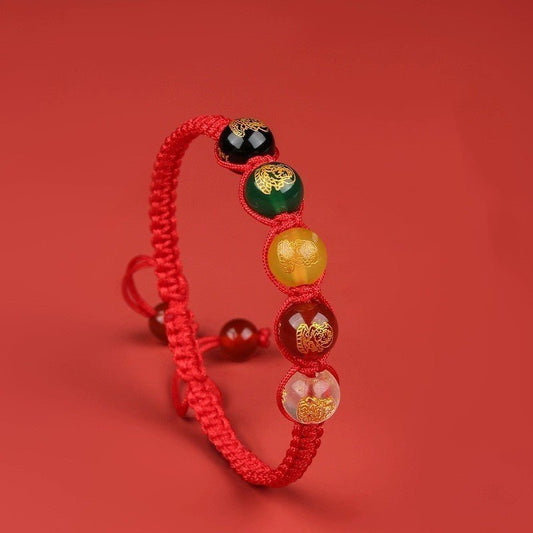 2025 Snake Year Five Roads God Red String Bracelet - Good Luck Charm for Zodiac Year - STAR8S