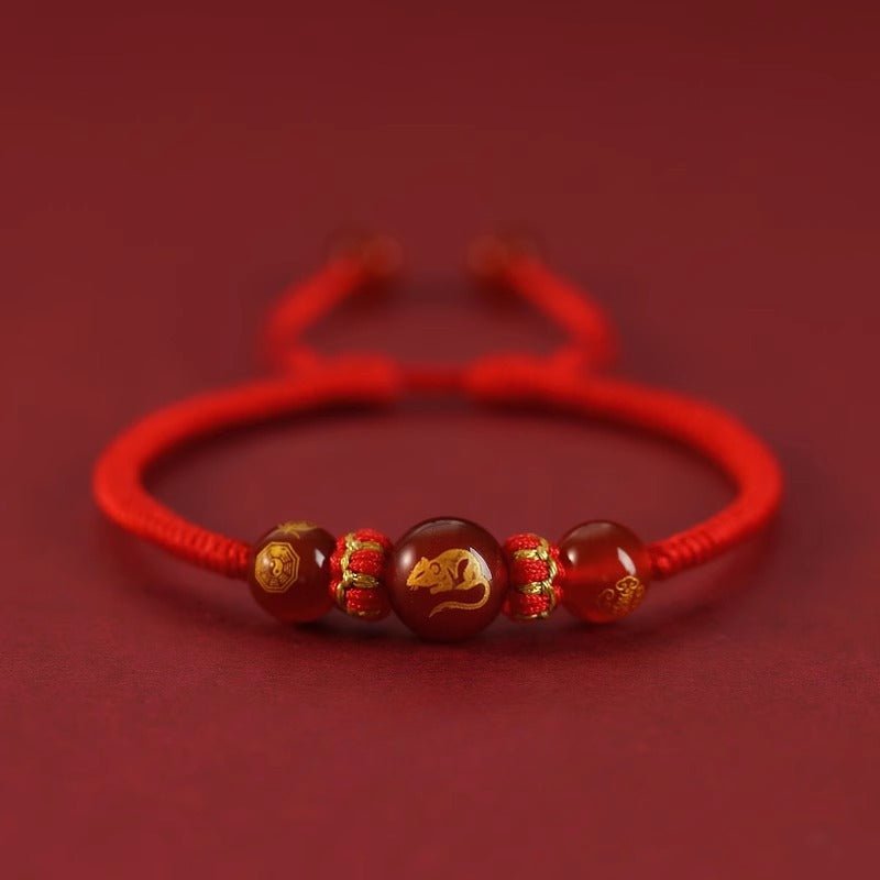 2025 Snake Year Five Roads God Red String Bracelet - Good Luck Charm for Zodiac Year - STAR8S