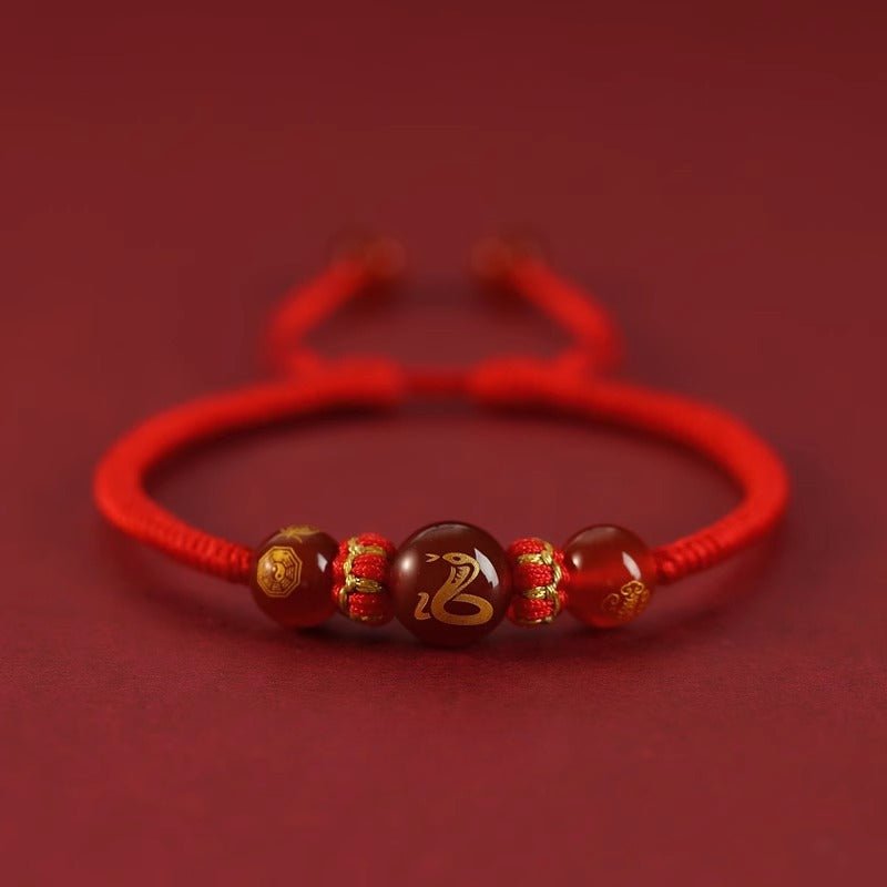 2025 Snake Year Five Roads God Red String Bracelet - Good Luck Charm for Zodiac Year - STAR8S
