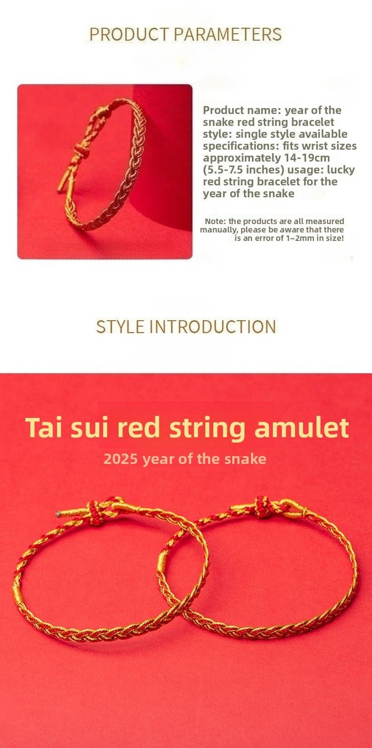 2025 Snake Year Red String Braided Bracelet – Handmade Lucky Charm for Protection & Good Fortune - STAR8S