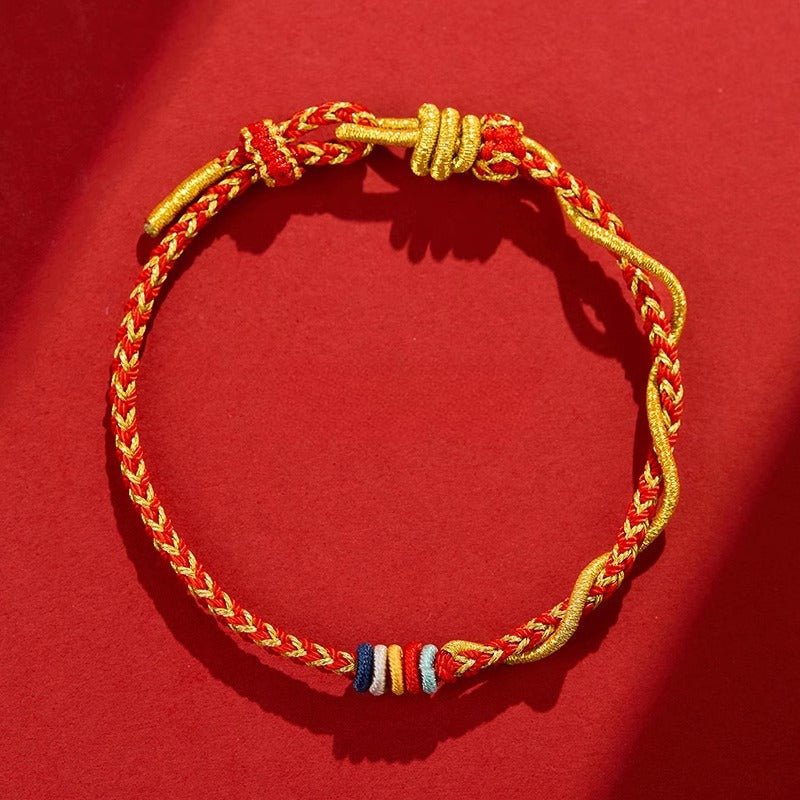 2025 year of the snake red string bracelet for couples – handwoven gold knot, adjustable luck bracelet - star8s