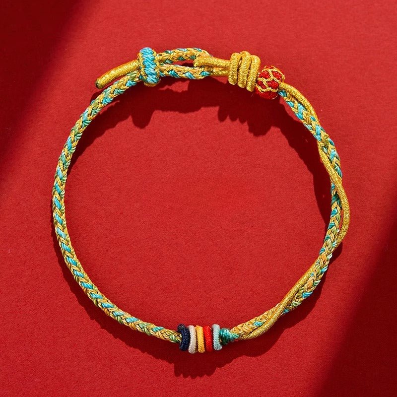 2025 Year of the Snake Red String Bracelet for Couples – Handwoven Gold Knot, Adjustable Luck Bracelet - STAR8S