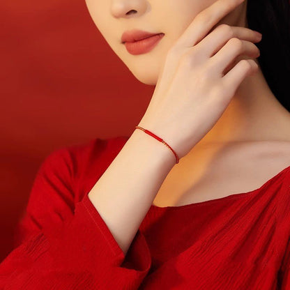 2025 Year of the Snake Red String Bracelet for Women – Ultra - Fine Gold Knot, Handwoven Lucky Charm - STAR8S