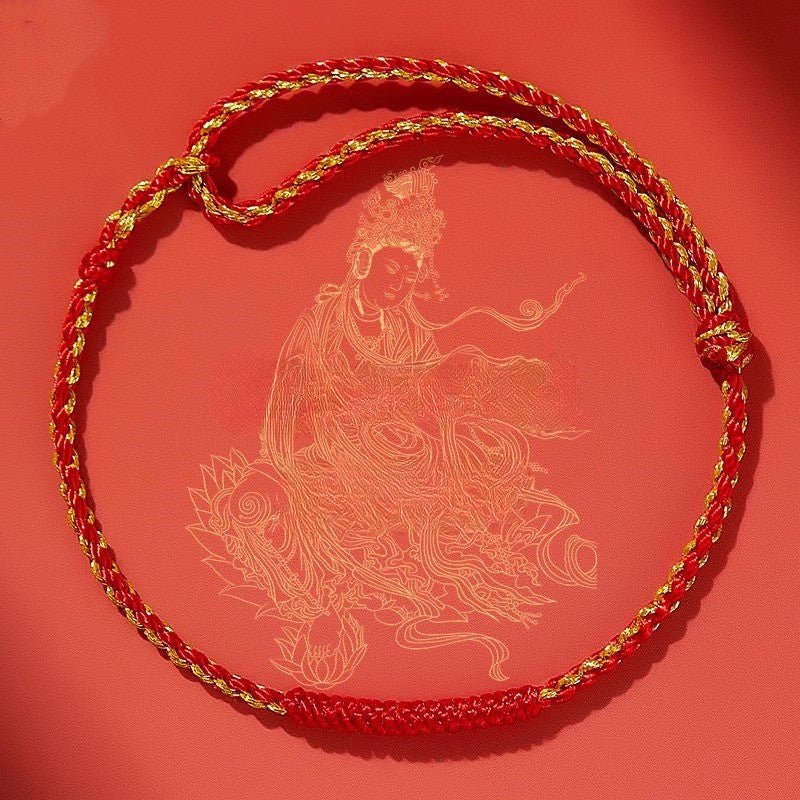 2025 Year of the Snake Red String Bracelet for Women – Ultra - Fine Gold Knot, Handwoven Lucky Charm - STAR8S