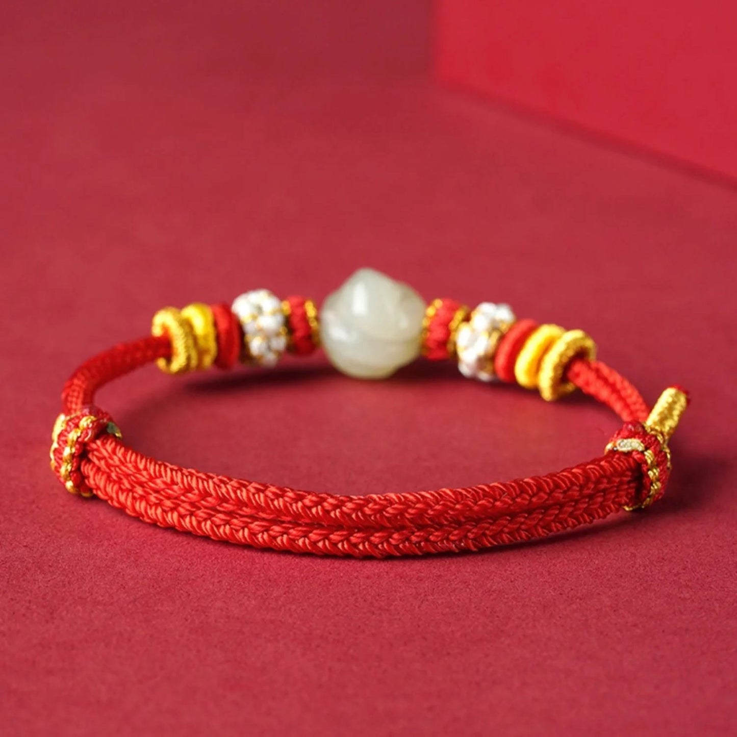 2025 zodiac snake red string bracelet‌ hetian jade & beaded - star8s - star8s