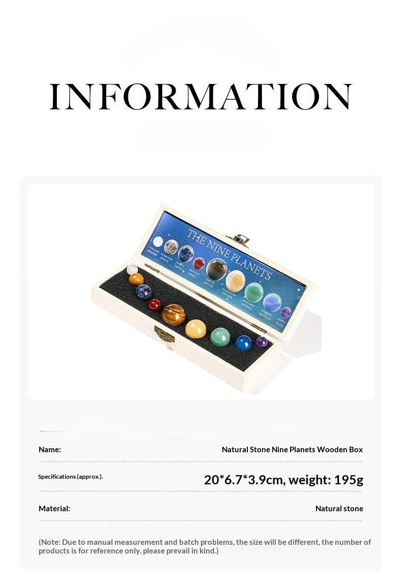 crystal ball solar system nine planets set – decorative mineral specimen planetary sculpture - star8s