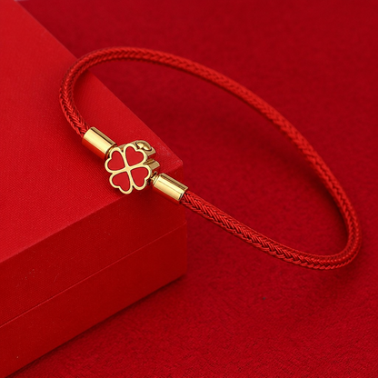 3mm Four Leaf Clover Wire Rope Bracelet Stainless Steel Enamel Lucky Charm Bangle Waterproof Braided Cord Jewelry Gift for Women