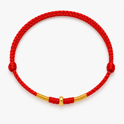 Handgemachtes rotes Armband für Damen, verstellbar mit Goldkugel-Akzent, hochwertige Handwerkskunst, Symbol des Schutzes, stilvoller Glücksbringer